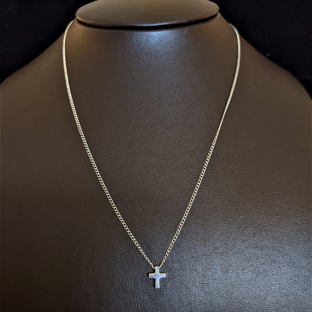 Tiny Cross Pendant on Sterling Silver Chain